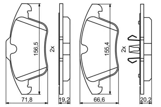 Тормозные колодки дисковые передняя ось BOSCH 0 986 494 246