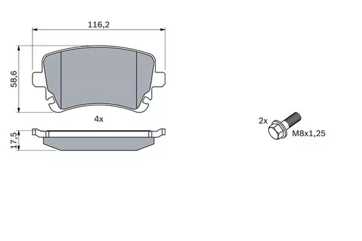 Тормозные колодки дисковые задняя ось BOSCH 0 986 494 303