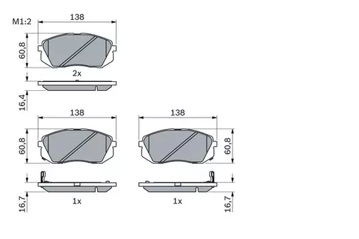 Тормозные колодки дисковые передняя ось BOSCH 0 986 494 422