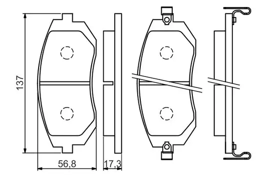 Тормозные колодки дисковые передняя ось BOSCH 0 986 494 558