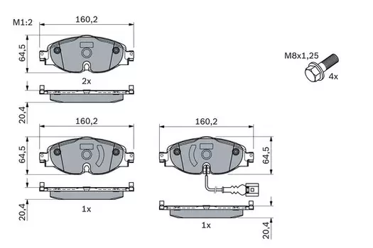0 986 494 660 колодки дисковые! передние\ Audi A3/TT, Seat Leon, Skoda Octavia, VW Golf 12>