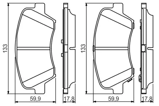 Тормозные колодки дисковые передняя ось BOSCH 0 986 495 343