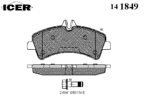 Тормозные колодки дисковые задняя ось ICER 141849