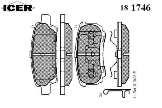 Тормозные колодки дисковые задняя ось ICER 181746
