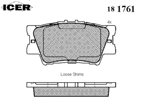 Тормозные колодки дисковые задняя ось ICER 181761
