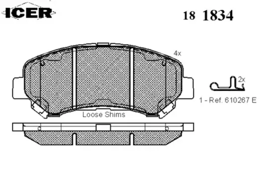 Тормозные колодки дисковые передняя ось ICER 181834