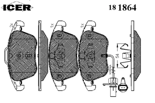 Тормозные колодки дисковые передняя ось ICER 181864