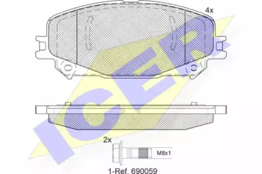 Тормозные колодки дисковые передняя ось ICER 182304