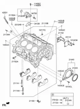 211303C151 Сальник коленвала HYUNDAI ix55 (08-) (3.8) задний с фланцем OE