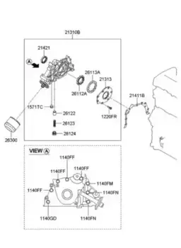 213502B000 КРЫШКА РЕМНЯ ГРМx HYUNDAI