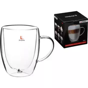 30-003350 Кружка стеклянная с двойными стенками, 350 мл, серия PELE, PERFECTO LINEA (Стеклянная круж