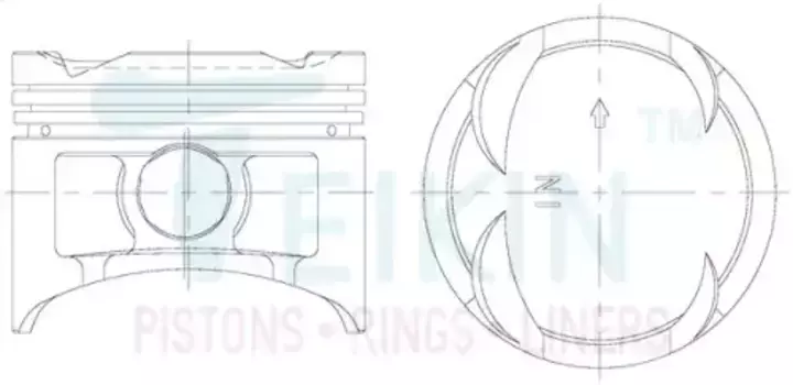 38149 0.50 Поршень без колец Honda D16Z6 d75.0+0.50 (13030-P28-A01) Teikin