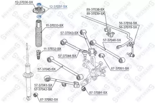537 1237=O130980 [51631SV7004] !подушка опоры амортизатора зад.\ Honda Accord all 98> 12-37037-SX STELLOX