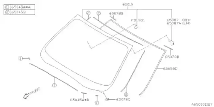 65045SJ020 Уплотнитель стекла нижний SUBARU For '18- (x1)
