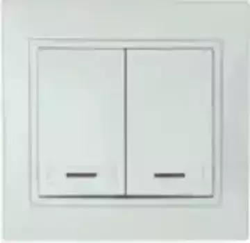 701-0202-112 MIRA Выключатель двойной с подсветкой белый с белой вставко LEZARD