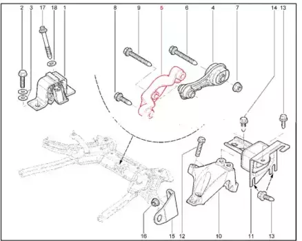 8450030519 Кронштейн опоры подушки двигателя 2180 задн. LADA
