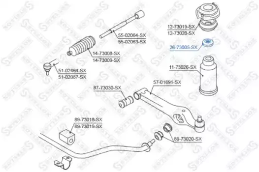 873 1605 [96528088] !подшипник опоры аморт.\ Daewoo Matiz 98> 26-73005-SX STELLOX
