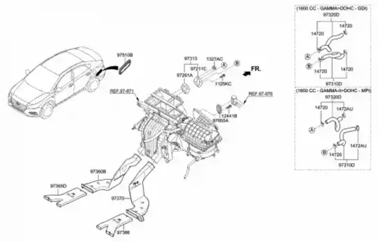 97312H5000 ШЛАНГ СИСТЕМЫ ОТОПЛЕНИЯ (Hyundai/Kia) MOBIS