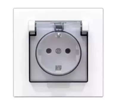 A0030 Розетка! одноместная с прозрачной крышкой серия афина с/з, с/у, 16а, 2 UNIVersal\