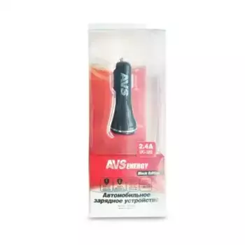 адаптер автомобильный! 2 порта USB 2,4А, черный, блистер\ A07281S AVS