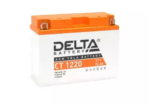 Аккумулятор DELTA BATTERY CT 1220 20 Ач 250 А 204x91x159 мм 0 (-+) обратная