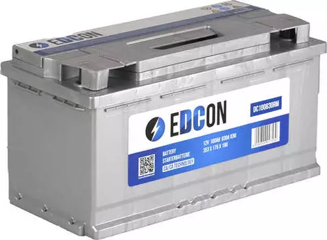 Аккумулятор EDCON DC100830RM 100 Ач 830 А 353x175x190 мм 0 (-+) обратная