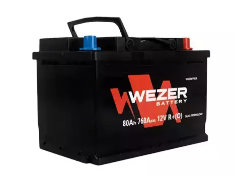 Аккумулятор WEZER WEZ80760R 80 Ач 760 А 278x175x190 мм 0 (-+) обратная