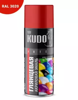 эмаль! универсальная акриловая RAL 3020 красная высокоглянцевая 520мл\ KUA3020 KUDO