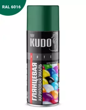 эмаль! универсальная акриловая RAL 6016 тёмно-зелёная высокоглянцевая 520мл\ KU-A6016 KUDO