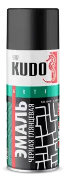 эмаль! универсальная, черная глянцевая, аэрозоль 520 мл\ KU-1002 KUDO
