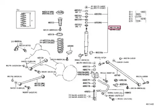 амортизатор задний!\ Toyota Land Cruiser 98> 48530-69155 TOYOTA / LEXUS