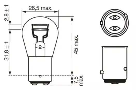 Автолампа BOSCH 1 987 302 215 BAZ15d