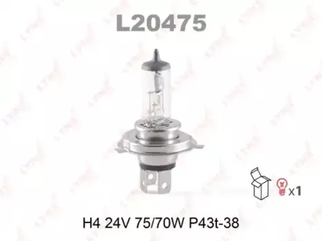 Автолампа галогенная LYNXAUTO L20475 P43t