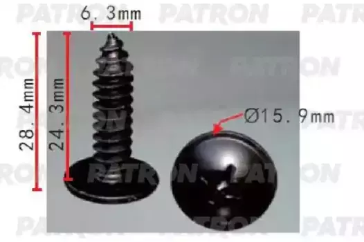 БОЛТ МЕТАЛЛИЧЕСКИЙ HYUNDAI ПРИМЕНЯЕМОСТЬ: ВИНТ С ШИРОКОЙ ГОЛОВКОЙ 6,3X25X16 P37-1547 PATRON