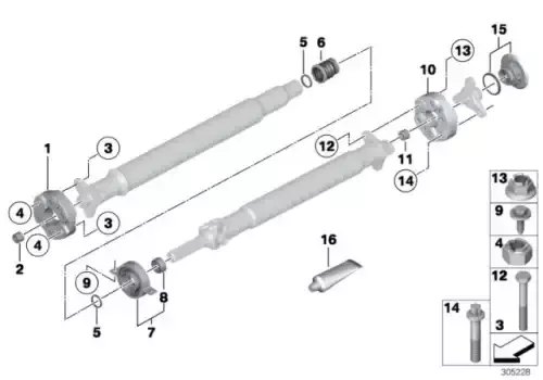 Болт с шестигранной головкой !M10x55-10-ZNS3 \BMW 1' E81, E82, E87, LCI, E88, 3' E90, E9 26 11 7 551 225