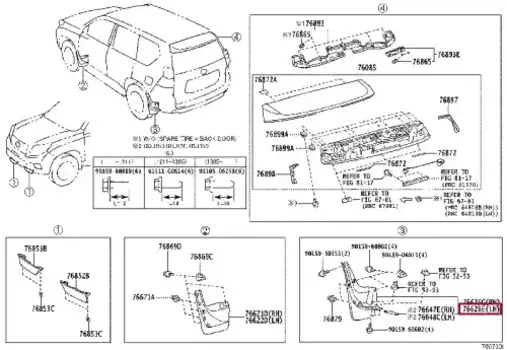 брызговик! задний левый\ Toyota Land Cruiser 17> 7662660330 TOYOTA / LEXUS