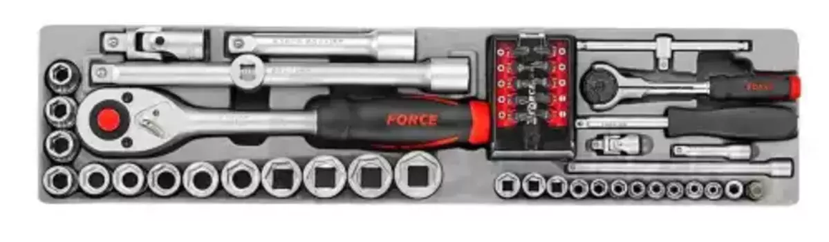 C4482 1/4 & 1/2 Набор головок с приспособлениями 48 предметов FORCE