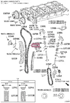 цепь ГРМ!\ Toyota Auris/Verso 1.6i/1.8i 09-18 13506-37040 TOYOTA / LEXUS