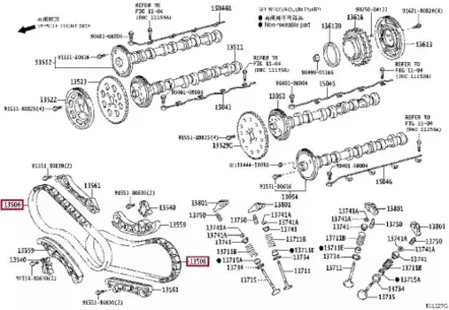 цепь ГРМ!\ Toyota Land Cruiser 200, Lexus LX 450D 07-12 1350651020 TOYOTA / LEXUS