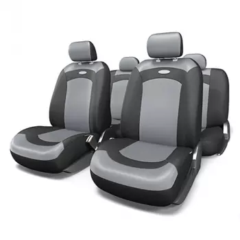 чехлы на сиденья! EXTREME универс., велюр/сетка, чёрный/серый, 8 предм., разм. М\