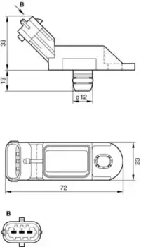 датчик давления воздуха!\ Fiat Doblo/Grande Punto/Idea/Linea, Lancia Musa 1.4 05> 0 261 230 216 BOSCH
