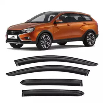DEF00890 ДЕФЛЕКТОРЫ НЕЛОМАЮЩИЕСЯ НА БОКОВЫЕ СТЕКЛА VORON GLASS LADA VESTA SW CROSS 2017-Н.В. /УНИВЕР