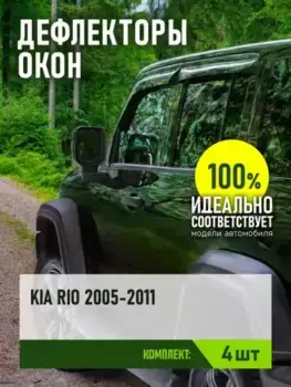 ДЕФЛЕКТОР ОКОН (НАКЛАДНОЙ СКОТЧ 3М) 4 ШТ. KIA RIO II 2005-2011 ХЭТЧБЕК REINWV381 REIN