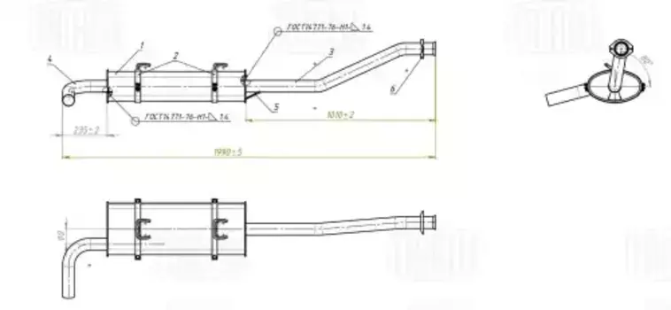 EMM 0305 Глушитель для а/м ГАЗель Бизнес (33025) дв. УМЗ-4216, Chrysler Евро-3 осн. (алюм. сталь) (E TRIALLI