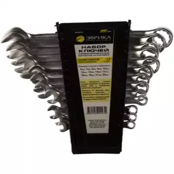 ER-50131 Набор ключей комбинированных (6,7,8,9,10,12,13,14,17,18,19,21,22мм) холдер 13 предметов CrV ЭВРИКА