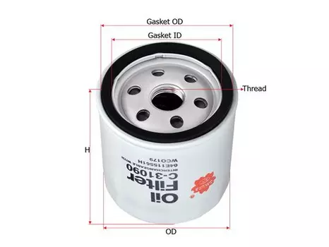 Фильтр масляный SAKURA C-31090 Audi A3 1/2/1.4TSI, VW Golf 1.2/1.4TSI/Polo 1.4TSI 12>