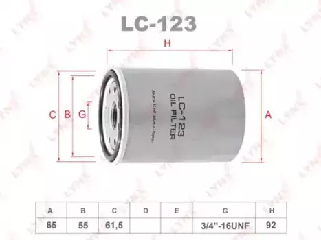 Фильтр масляный LYNXAUTO LC-123 Toyota Avensis/Corolla/Rav 4 2.0 00>