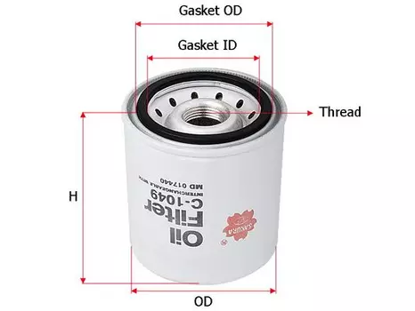 Фильтр масляный SAKURA C1049 Opel Kadett/Vectra 1.5TD/1.7TD 88>, Mitsubishi 3000 GT 91>