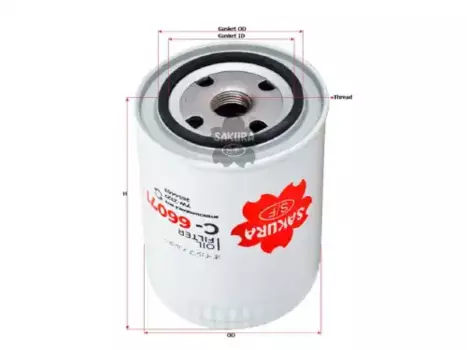 Фильтр масляный SAKURA C66071 Ford Scorpio, Rover 800, Alfa Romeo 164/75 2.5D/TD/SD 85-99