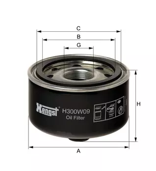 Фильтр масляный HENGST H300W09 VW LT II 96-06